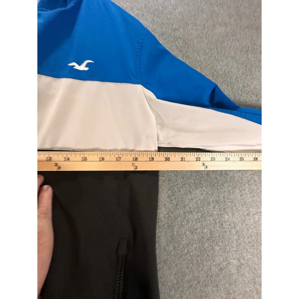 Hollister Mens Epic Flex Colorblock Windbreaker Jacket Blue White Black Small